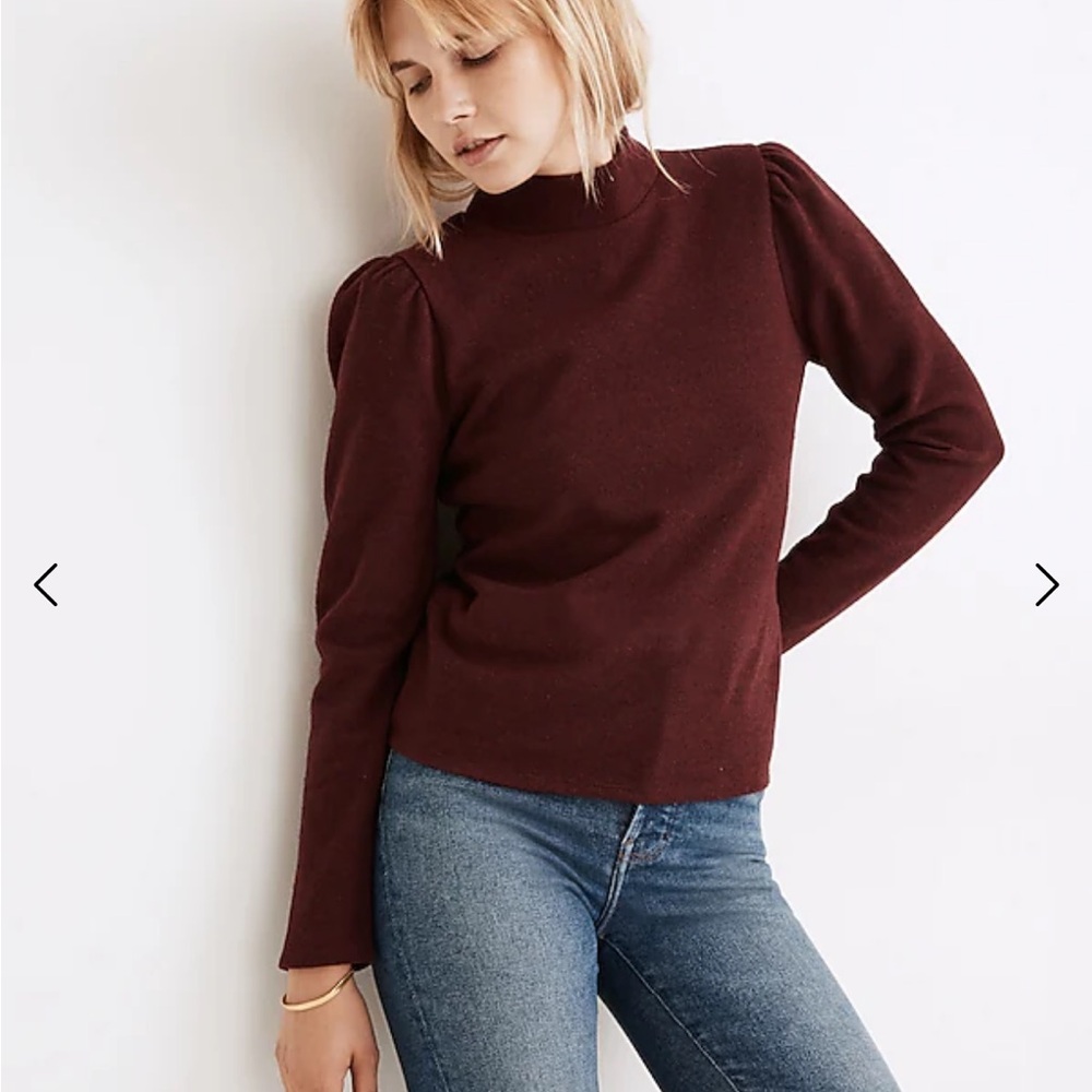 Madewell (Re)sourced Plush Mockneck Puff-Sleeve Top